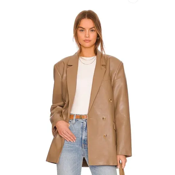 Pistola Roman Oversized Double Breasted Blazer in Taupe Size M - Picture 1 of 7